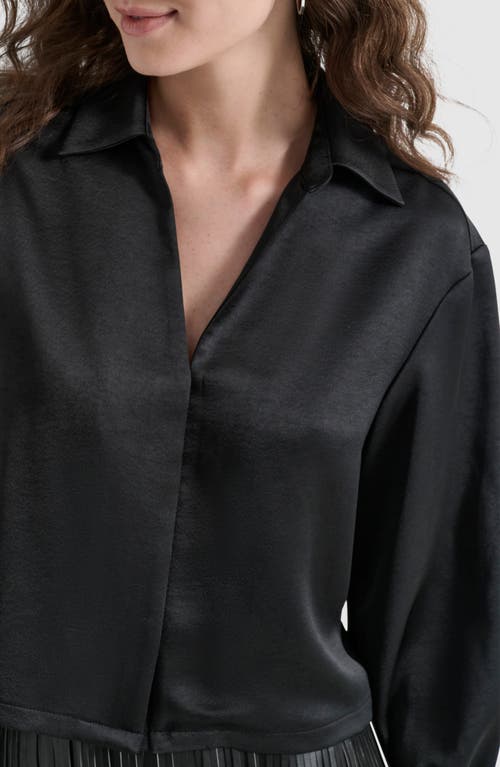 Shop Dkny Satin Top In Black