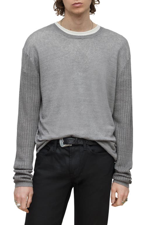 John Varvatos Linen Crewneck Sweater in Silver Grey at Nordstrom, Size Medium