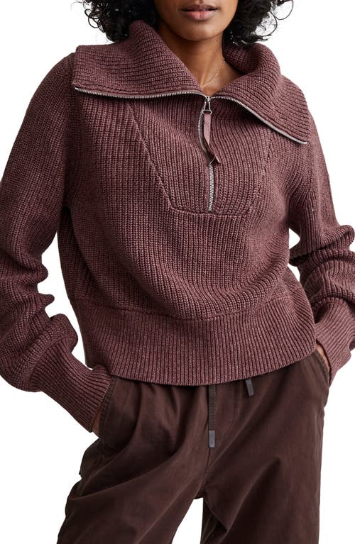 Varley Mentone Half Zip Sweater in Rose Taupe Speckle