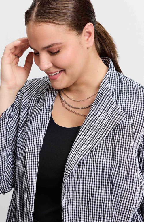 Shop Foxcroft Alana Gingham Crinkled Jacket In Black/white