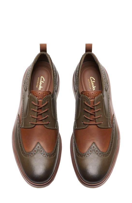 Shop Clarks (r) Chantry Wingtip Derby In Dark Olive Combi