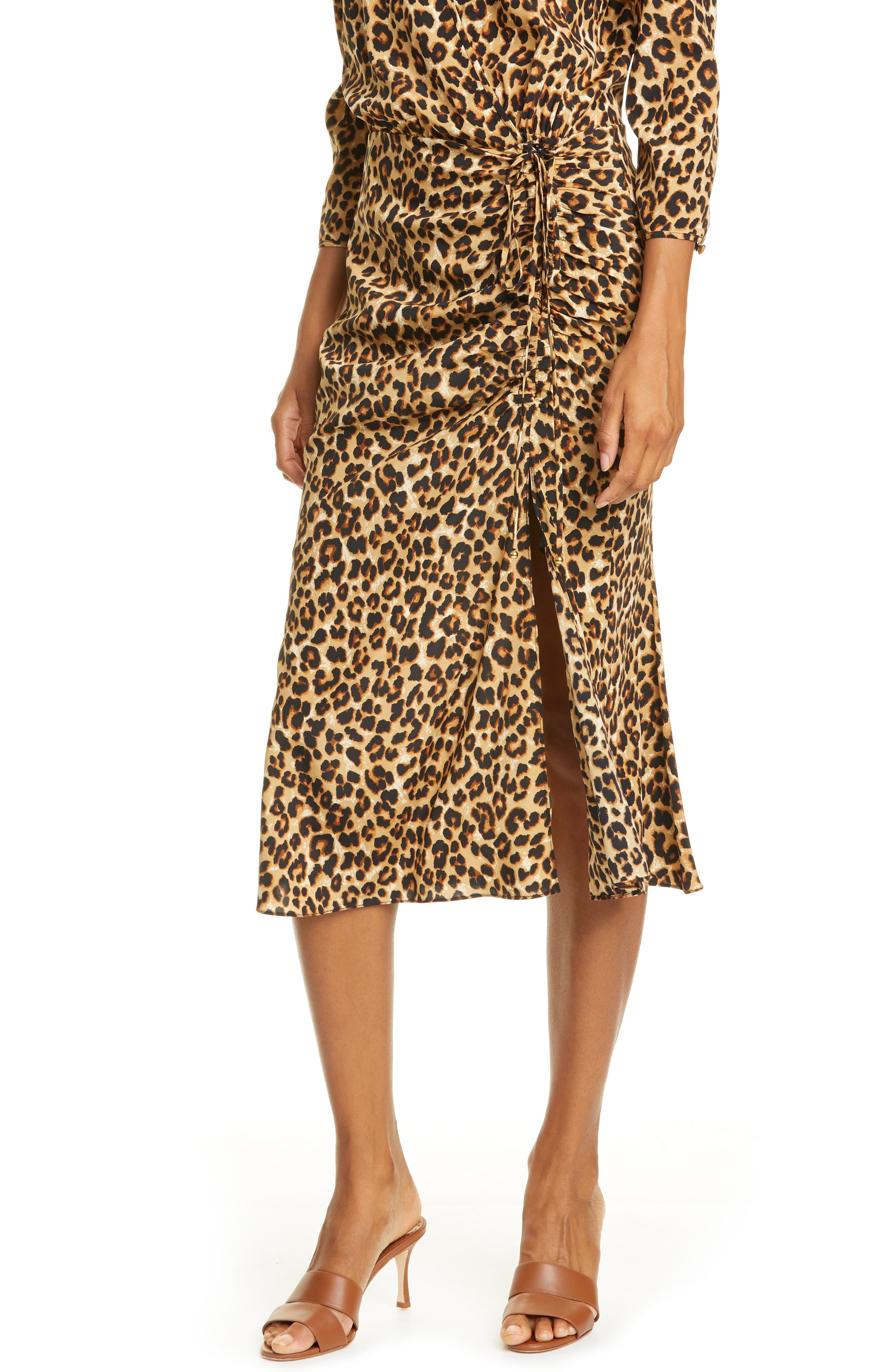 VERONICA BEARD | Arielle Leopard Print Silk Blend Midi Dress | HauteLook