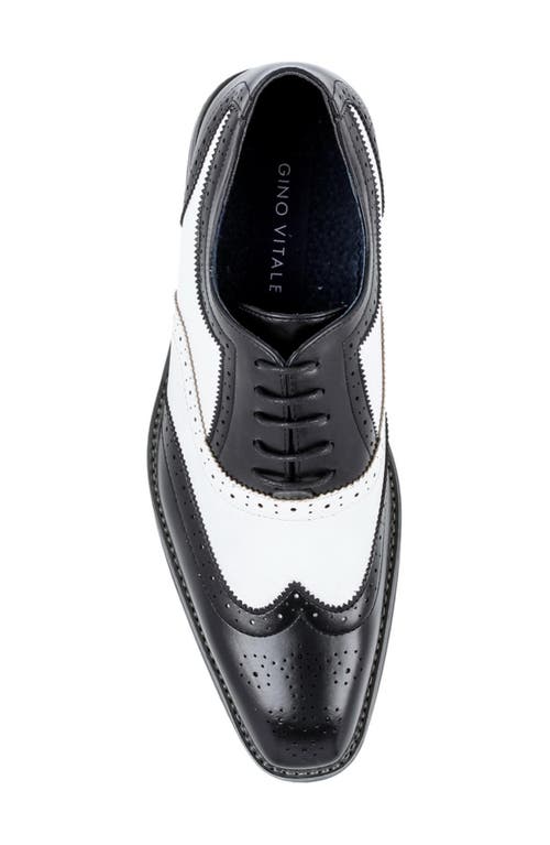 Gino Vitale Two-tone Wingtip Oxford In Black/white