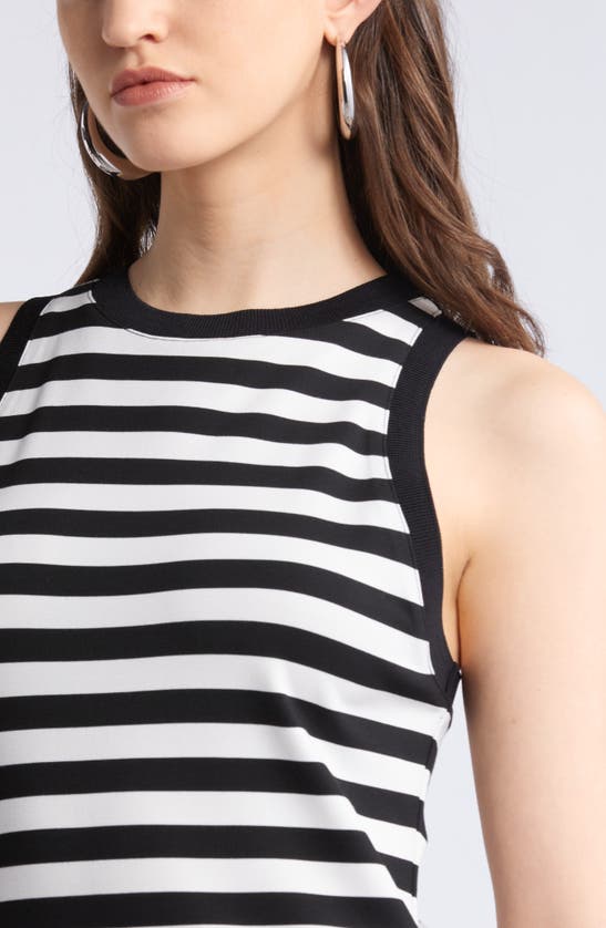 Shop Nordstrom Knit Tank Dress In Black- Ivory Jane Stripe