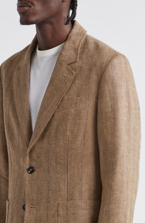 Shop Noah Linen Herringbone Sport Coat In Tan/brown Herringbone