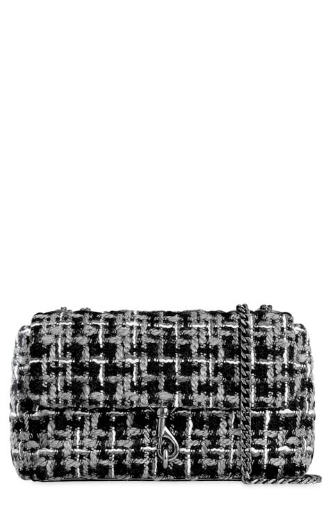 Black and cheap white tweed bag