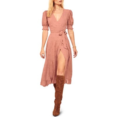 Reformation Annalise Midi Wrap Dress, Pink