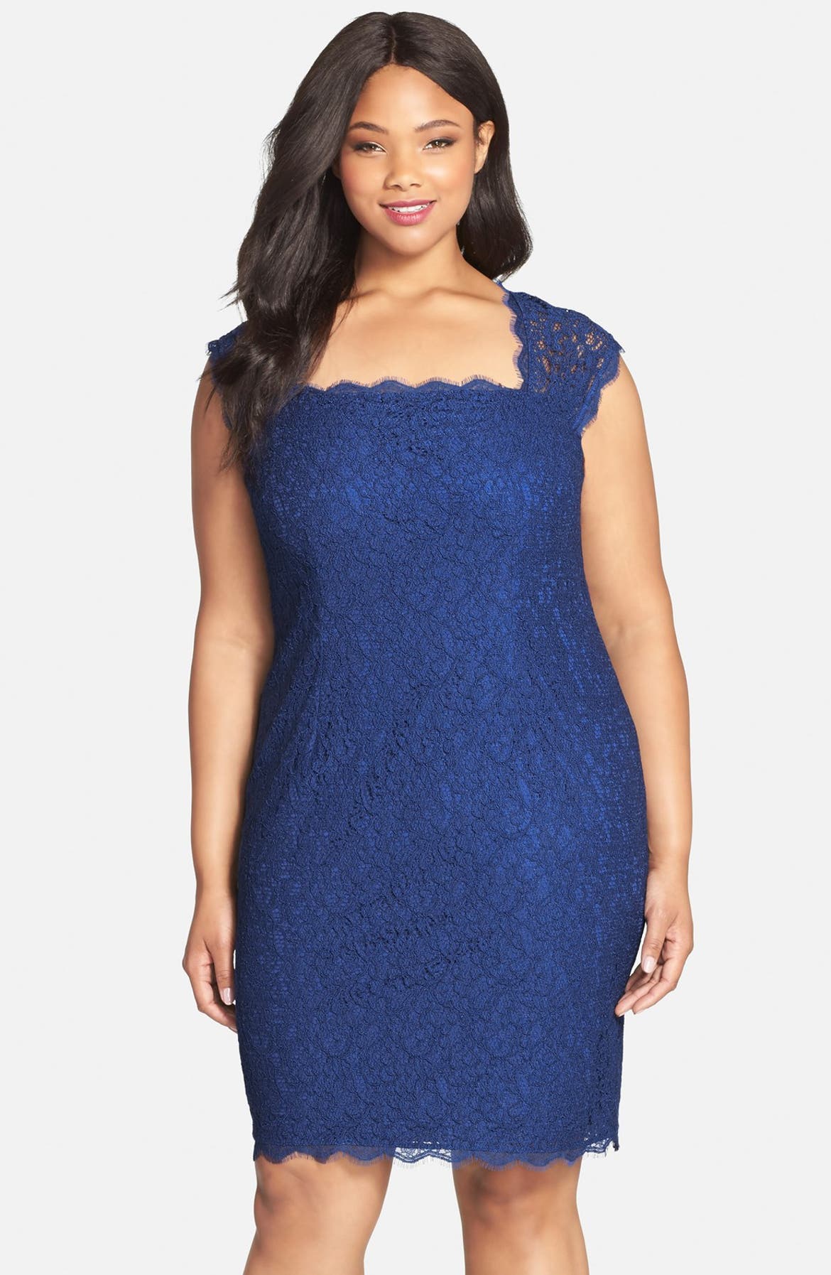 Adrianna Papell Cap Sleeve Lace Sheath Dress (Plus Size) | Nordstrom