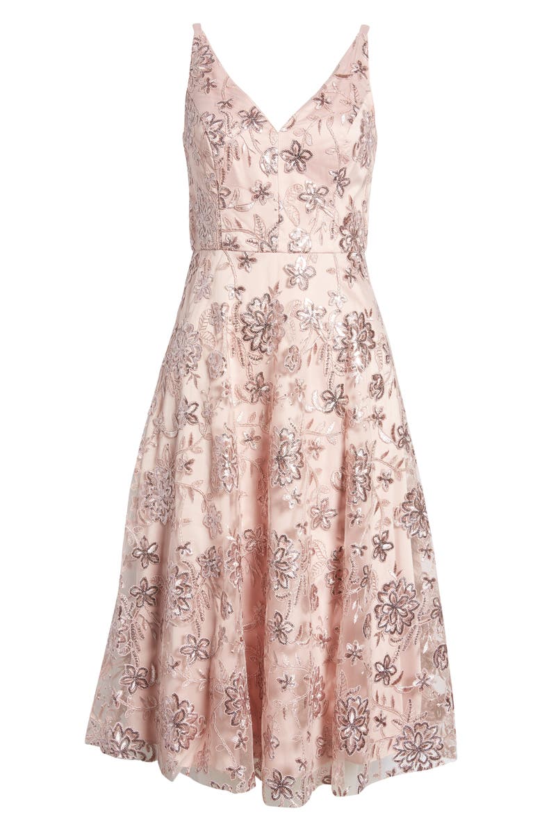 Eliza J Sequin Floral Cocktail Midi Dress | Nordstrom