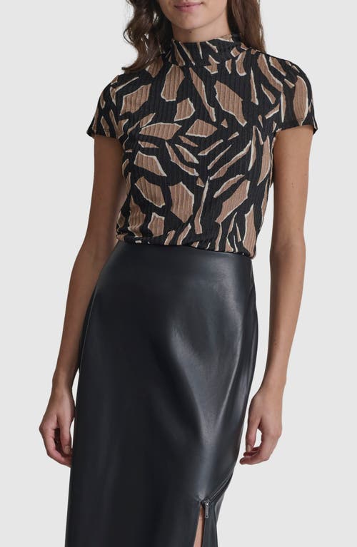 Shop Dkny Abstract Print Rib Top In Abstract Geometric Truffle