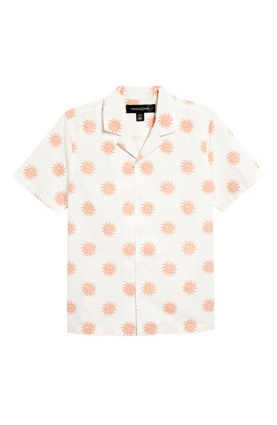 Treasure & Bond Kids' Button-up Camp Shirt In Ivory Egret Sun Shine
