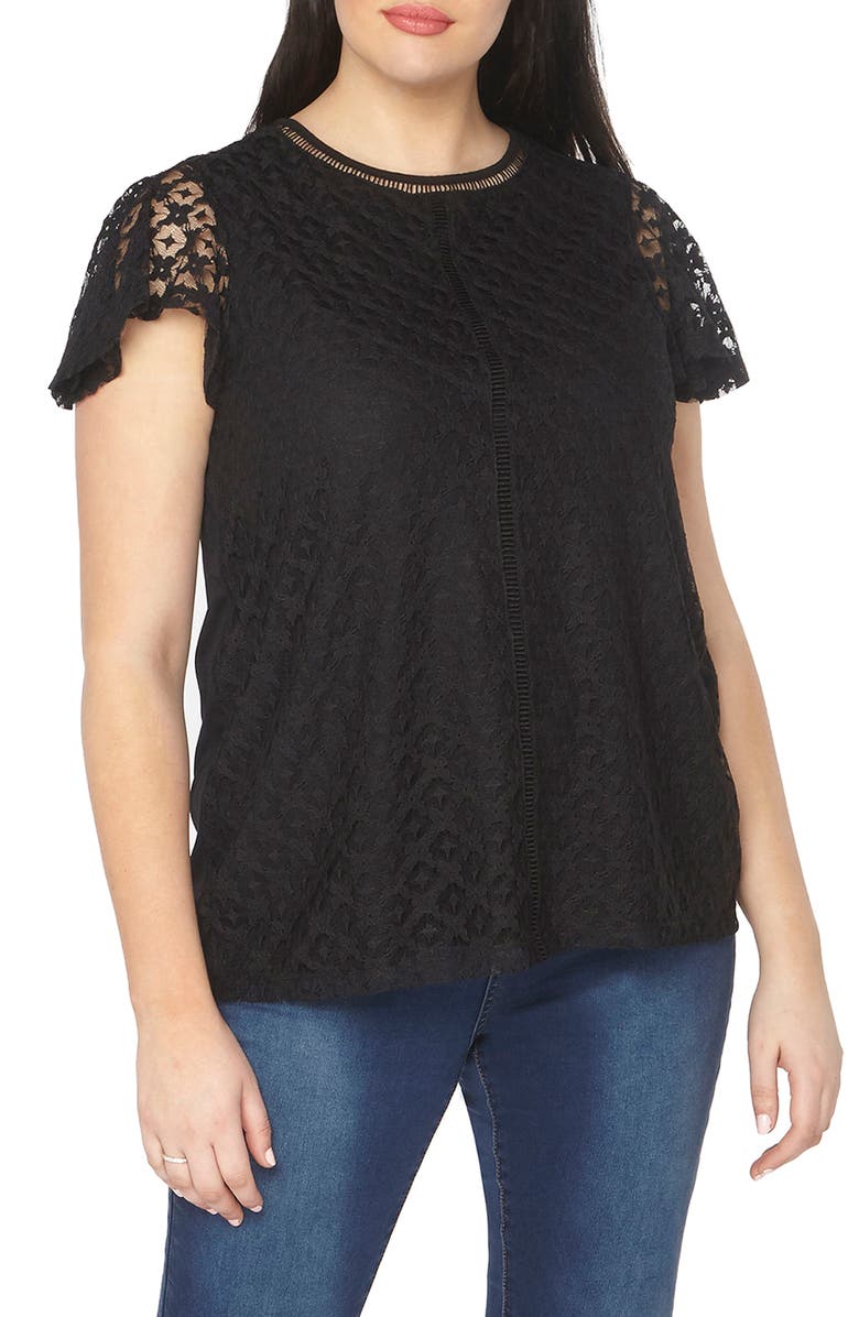 Evans Lace Overlay Top (Plus Size) | Nordstrom