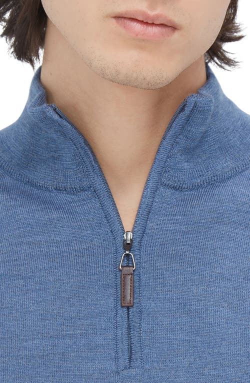 Bugatchi Merino Wool Quarter Zip Pullover In Denim