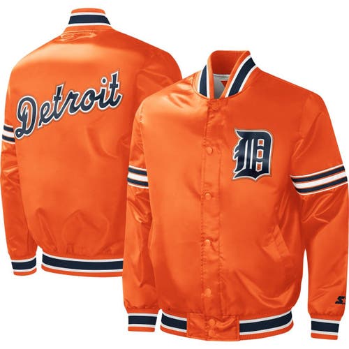 Men's Starter Orange Detroit Tigers Slider Satin Full-Snap Varsity Jacket