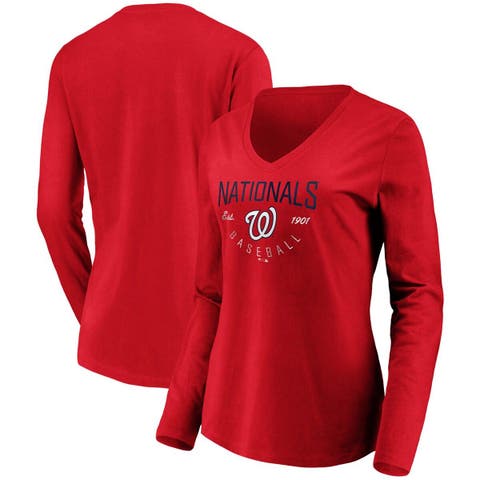 Women's 5th & Ocean by New Era Red Washington Nationals Vintage Scoop Neck  T-Shirt