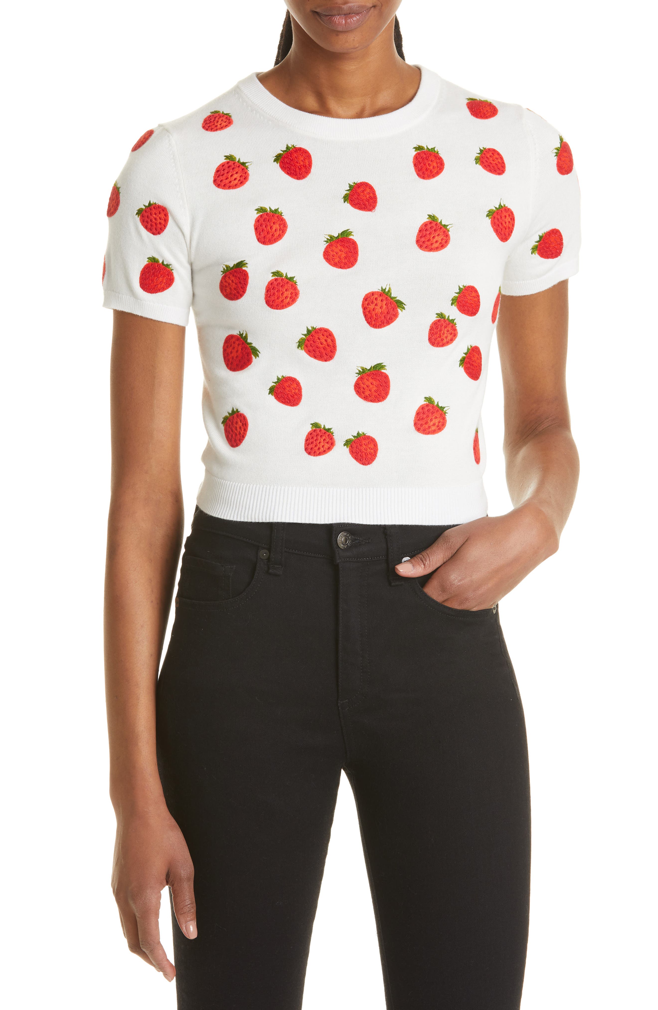 Alice and olivia deals ciara cropped sweater