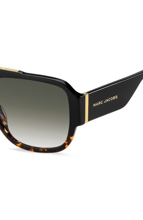 Shop Marc Jacobs 58mm Flat Top Sunglasses In Black Havana/green Shaded