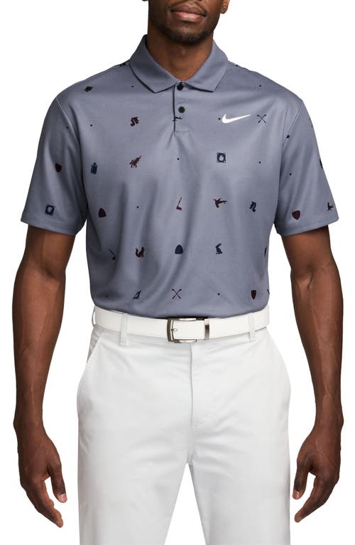 Shop Nike Icon Print Dri-fit Golf Polo In Light Carbon/white