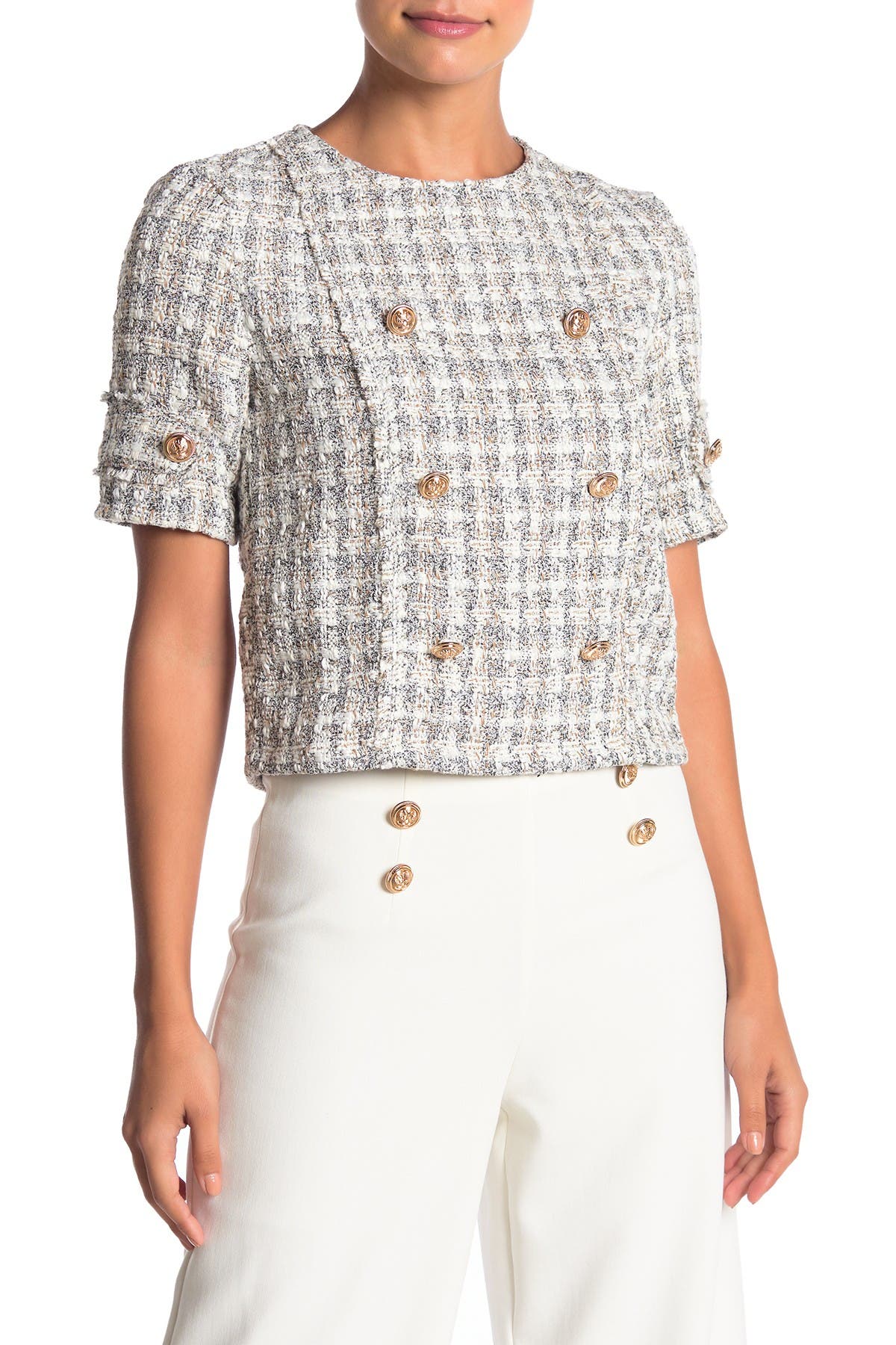 tweed short sleeve top