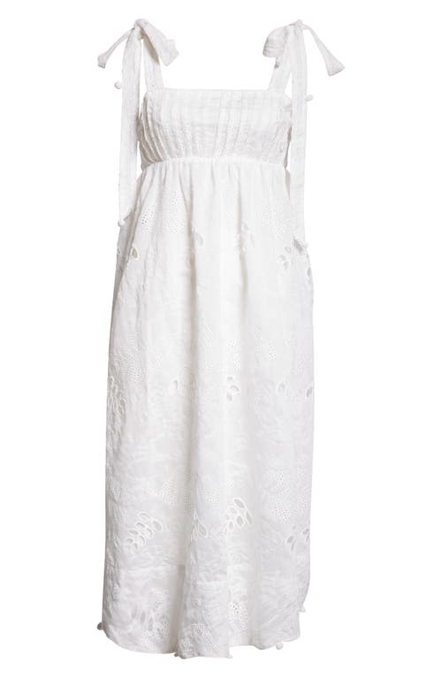 Shop Farm Rio Eyelet Embroidered Midi Dress In Off-white