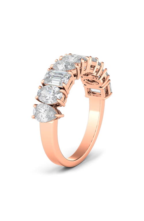 Hautecarat Pear, Oval & Emerald Cut Lab Created Diamond Half Eternity Ring In Rose Gold