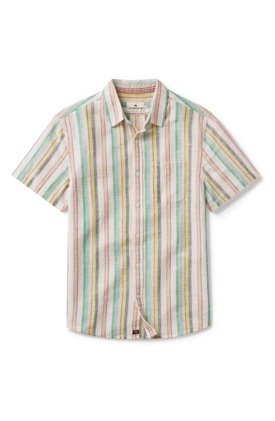 Shop The Normal Brand Freshwater Short Sleeve Button-up Shirt In Sherbet Stripe