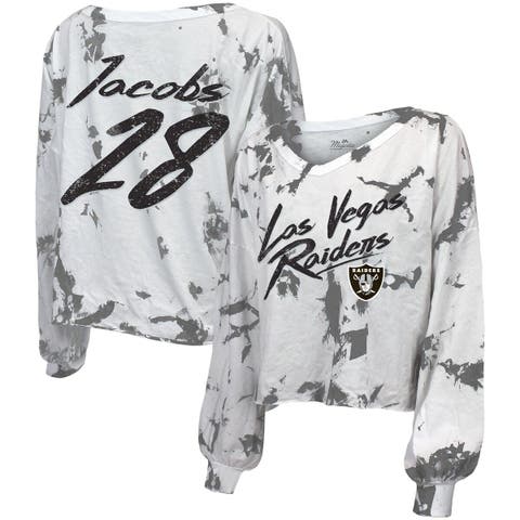 Women's Starter Black Las Vegas Raiders Insight Crop Tri-Blend Long Sleeve T-Shirt Size: Medium