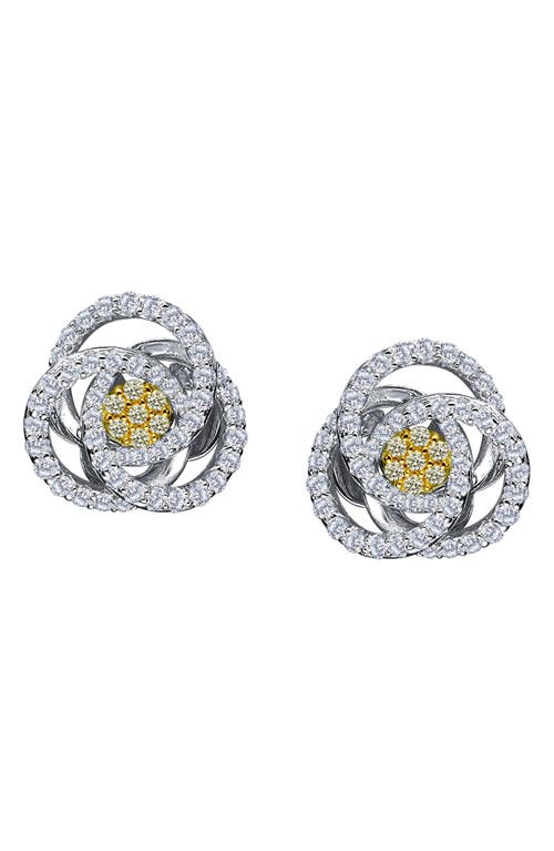 Shop Lafonn Two-tone Simulated Diamond Filigree Stud Earrings In Canary/white