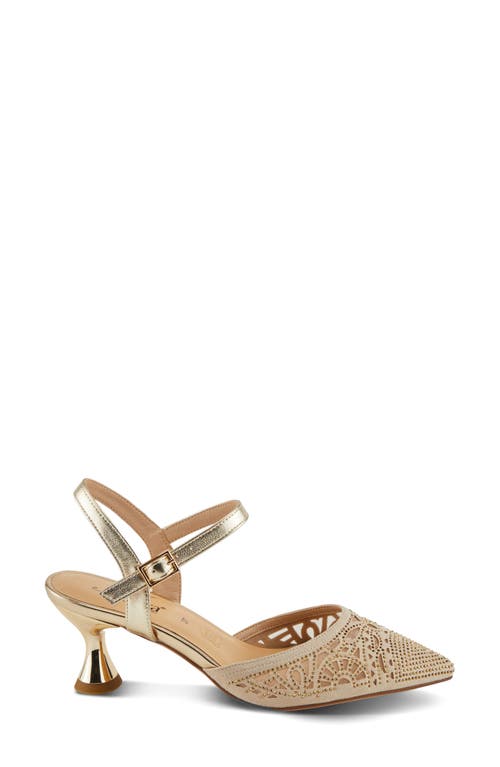 Azura By Spring Step Delicate Ankle Strap Pointed Toe Pump In Soft Gold
