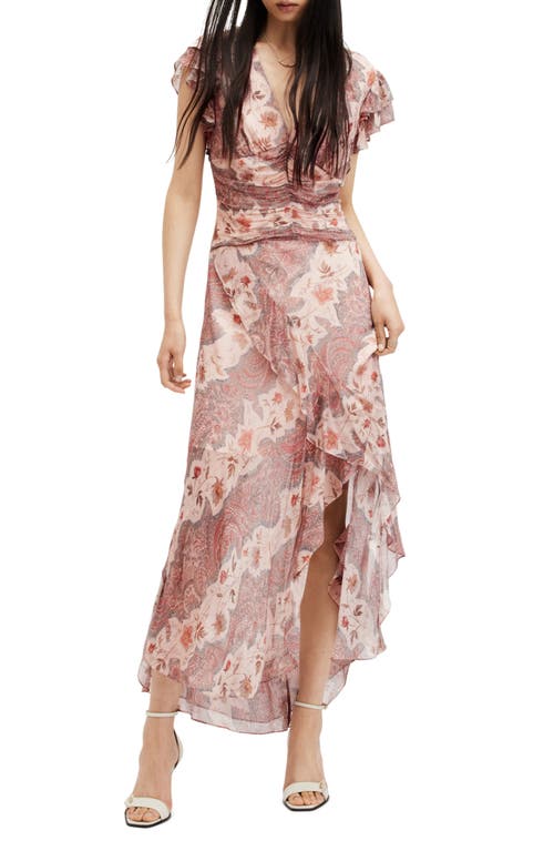 AllSaints Brea Cascade Floral Paisley Dress Clay Pink at Nordstrom, Us