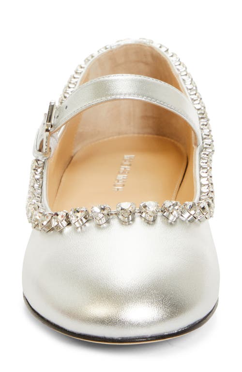 Shop Mach & Mach Audrey Crystal Detail Mary Jane Ballerina Flat In Silver