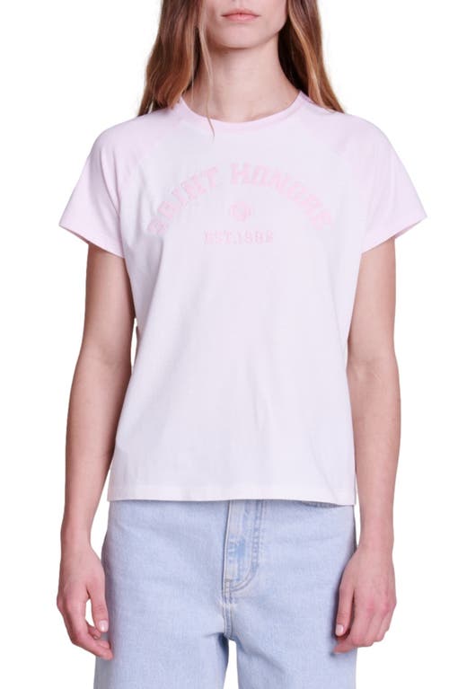 Maje Saint Honoré Embroidered T-shirt In Pink/ecru