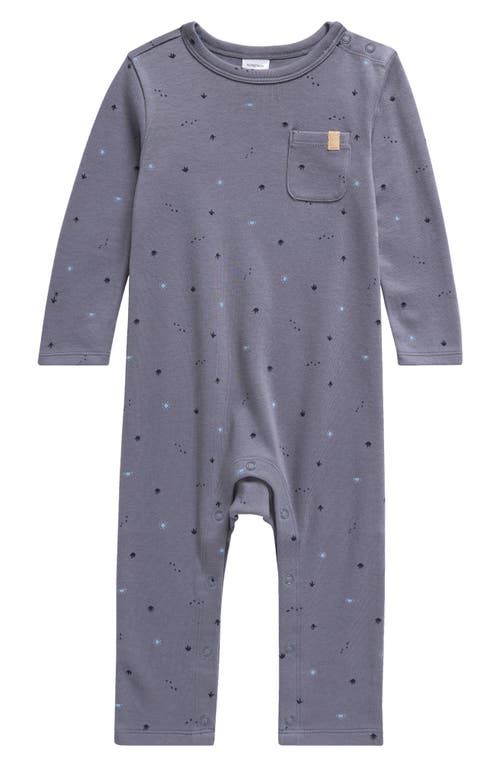 Shop Nordstrom Print Cotton Pocket Romper In Grey Folkstone Dino Tracks