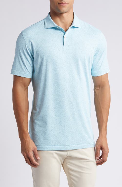 Crown Crafted Trellis Floral Performance Golf Polo in Iced Aqua
