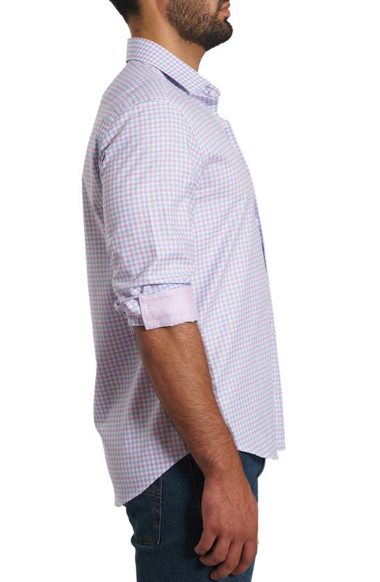 Shop Jared Lang Trim Fit Gingham Pima Cotton Button-up Shirt In White Lilac