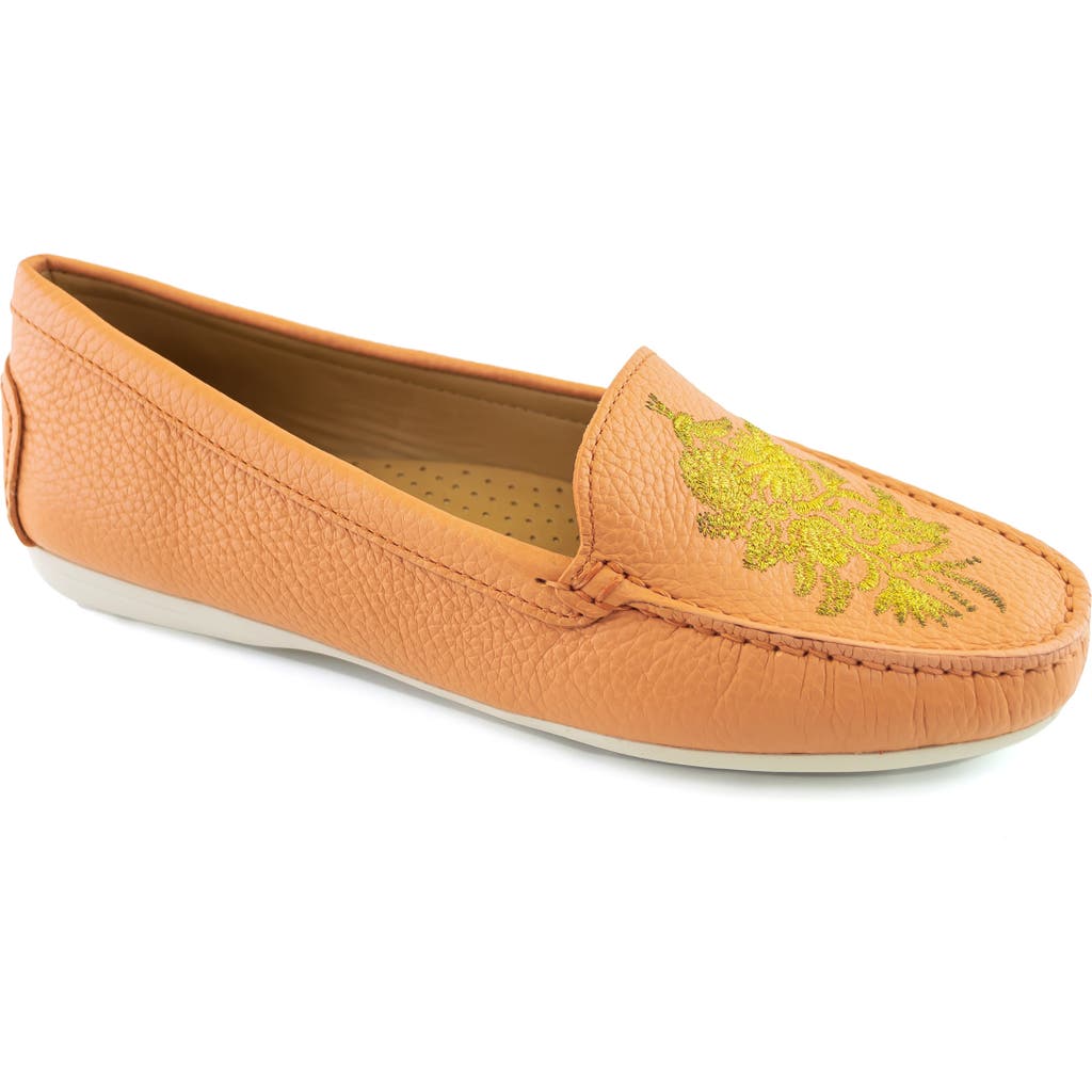 Shop Driver Club Usa Nashville Embroidered Driving Loafer In Salmon Tumbled/white Sole