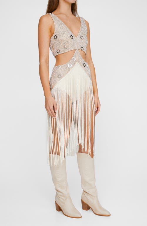 Shop Nasty Gal Embellished Side Cutout Bodysuit In Beige