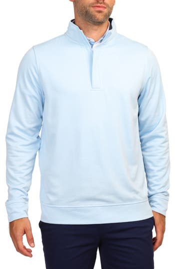Tailorbyrd Luxe Performance Fleece Quarter Zip Pullover In Cornflower Blue