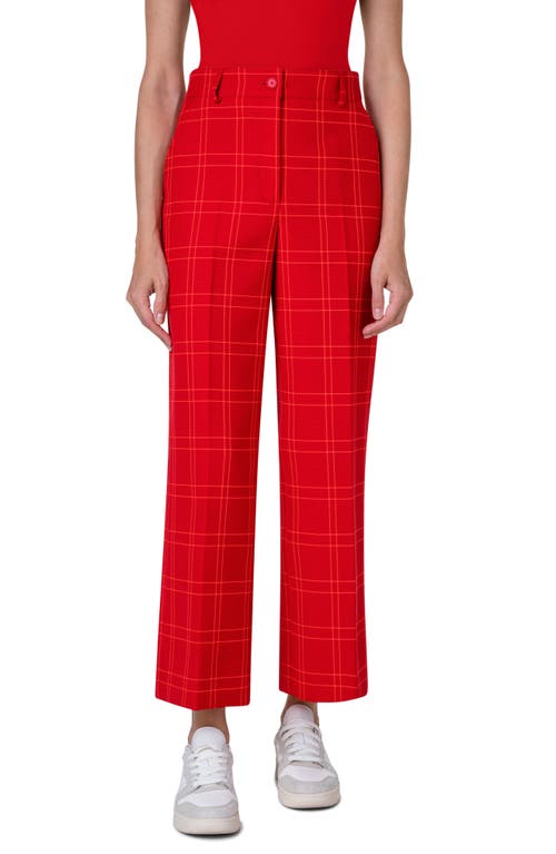 Akris punto Chiara Windowpane Plaid Pants Red at Nordstrom,