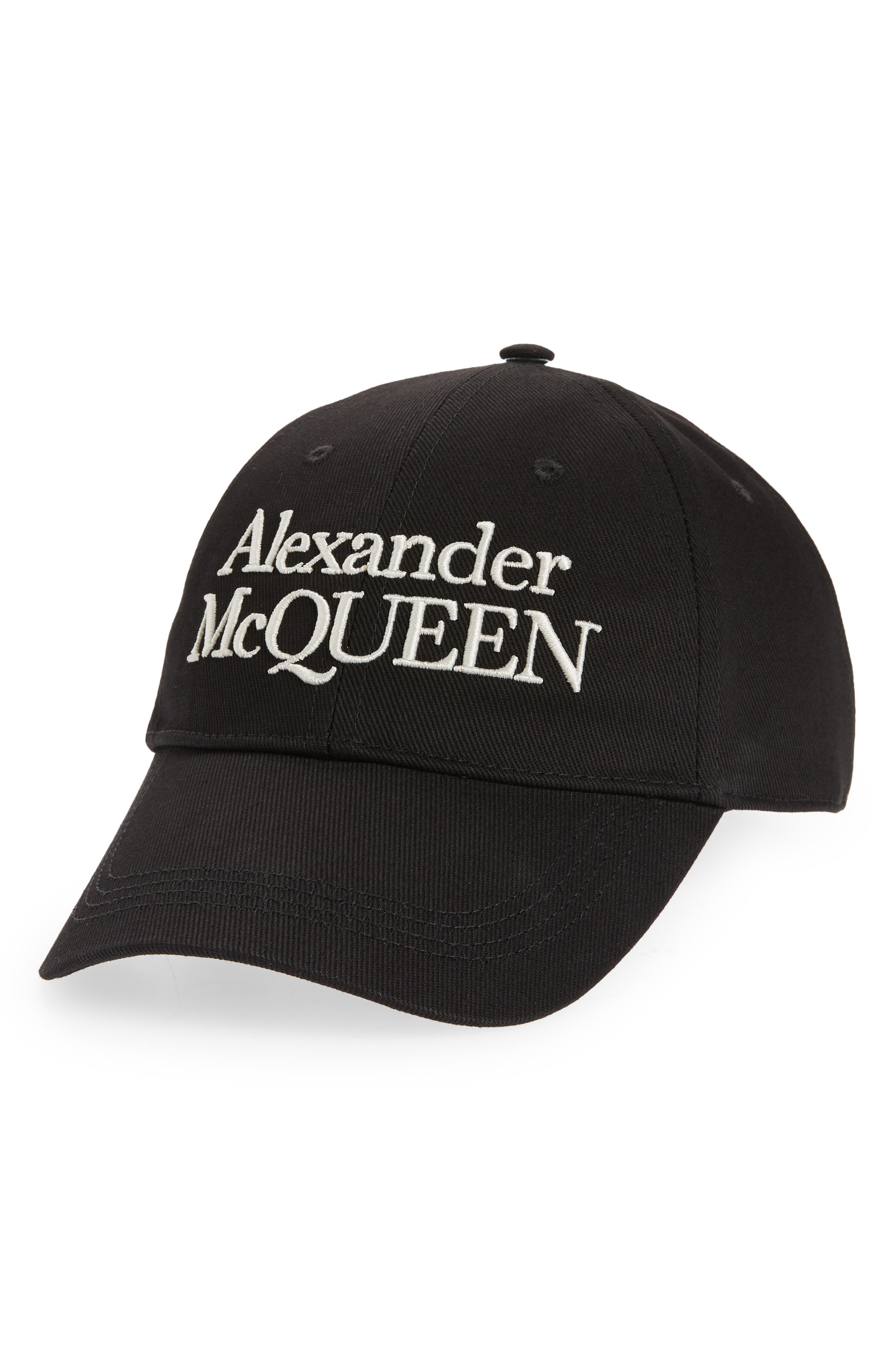Mens Hats Alexander McQueen Hats Alexander McQueen Logo Baseball Hat in Black for Men 