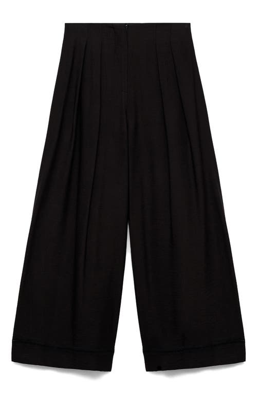 Shop Mango Wide Leg Crop Pants In Black