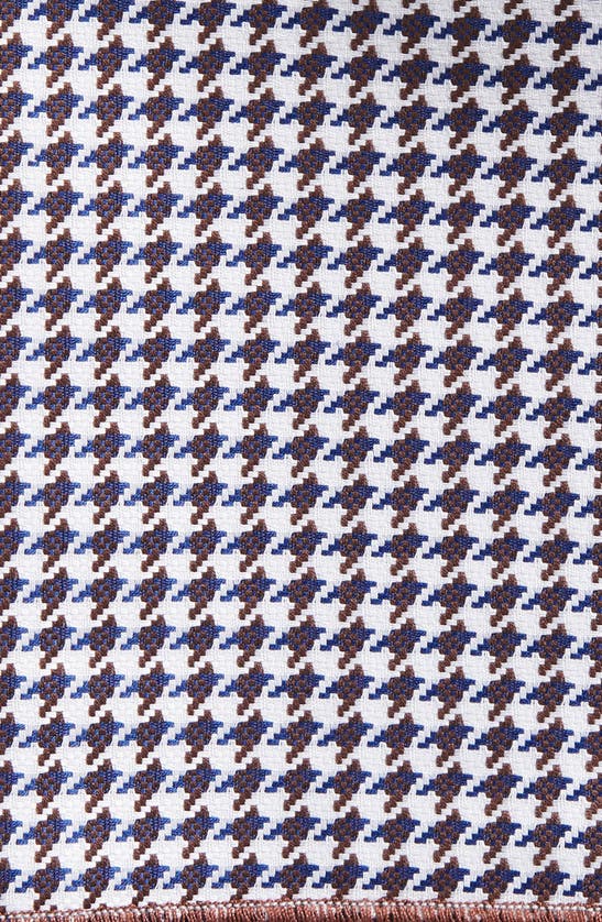 Clifton Wilson Houndstooth Cotton Pocket Square In Brown