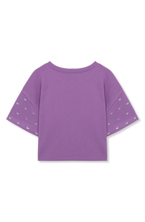 Shop Truce Kids' Rhinestone Embellished Boxy T-shirt In Purple