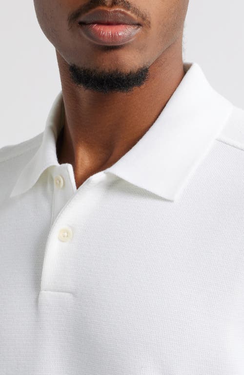 Open Edit Waffle Texture Cotton Blend Polo In White