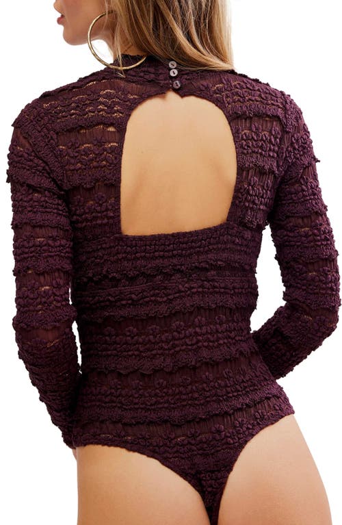 Shop Free People Angelina Floral Lace Detail Bodysuit In Winetasting