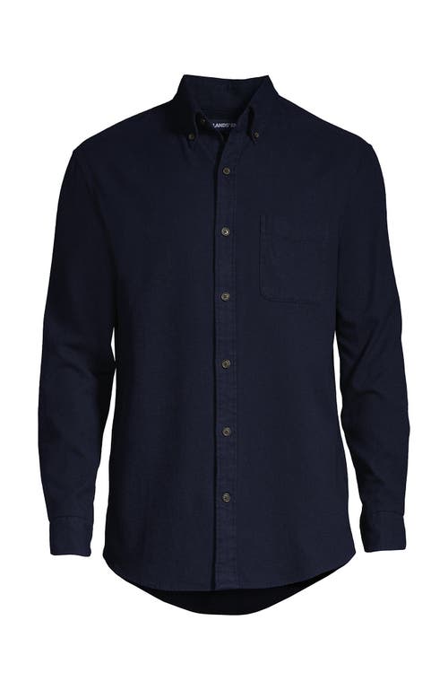 Shop Lands' End Traditional Fit Flagship Flannel Shirt In Radiant Navy