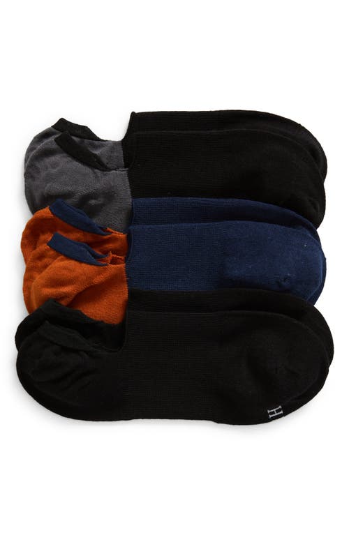 Shop Hue Assorted 3-pack Arch Hug Cotton Blend Liner Socks In Navy