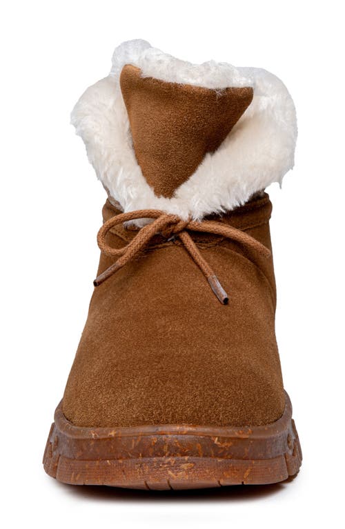 Minnetonka Norean Faux Fur Lined Slipper Bootie In Tan