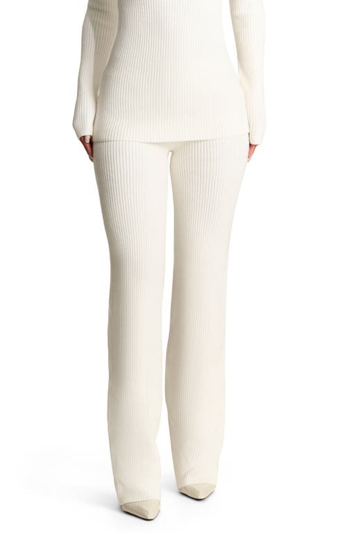 Shop Naked Wardrobe Rib Long Sleeve Top & Straight Leg Pants Set In White