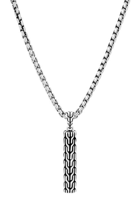 Sterling Silver Classic Chain Bar Pendant Necklace